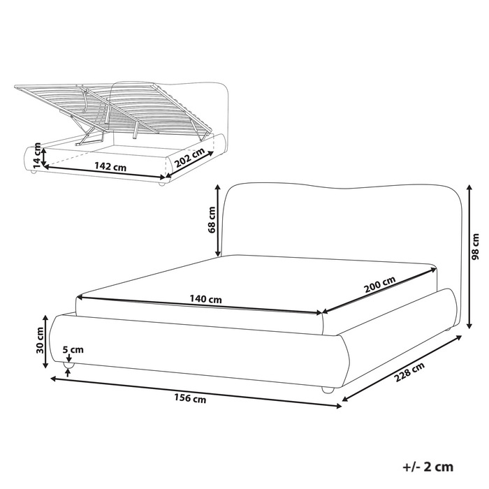 Beliani-BLAGNAC-Tweepersoonsbed-Off-white-140 x 200 cm-Bouclé