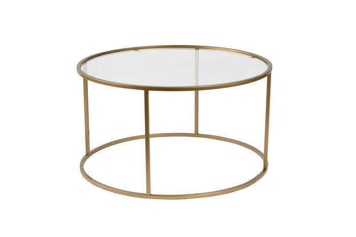 Giga Meubel - Salontafel Rond Goud|Brons Glas - 80x80x43cm - Aurum