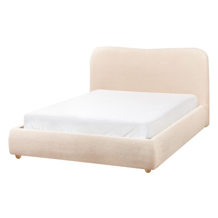 Beliani - BLAGNAC - Tweepersoonsbed - Lichtbeige - 140 x 200 cm - Stof