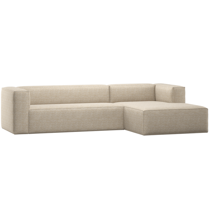 WOOOD Bean Hoekbank Rechts - Polyester - Beige Melange - 73x305x175