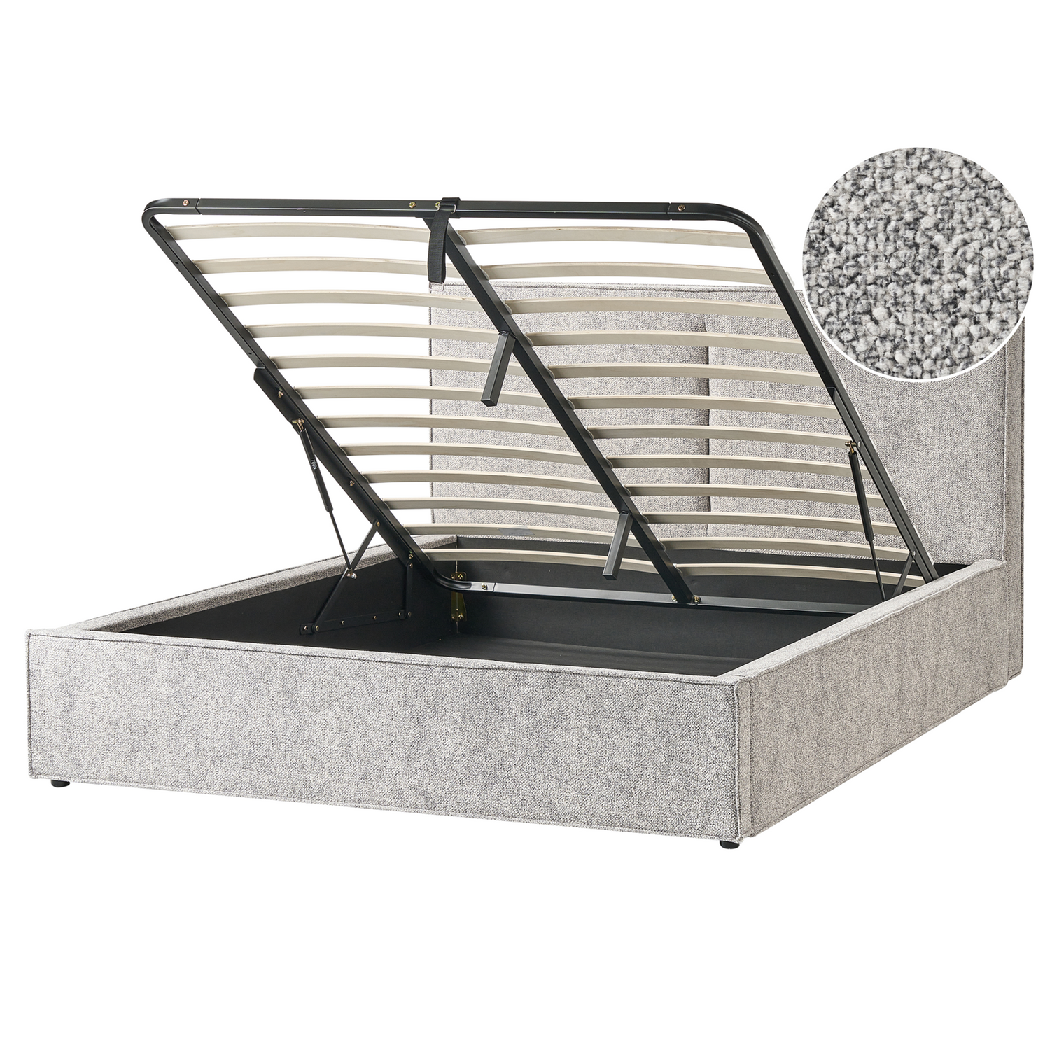 Beliani-MOISSAC-Bed met opbergruimte-Zwart|Wit-160 x 200 cm-Gebreid