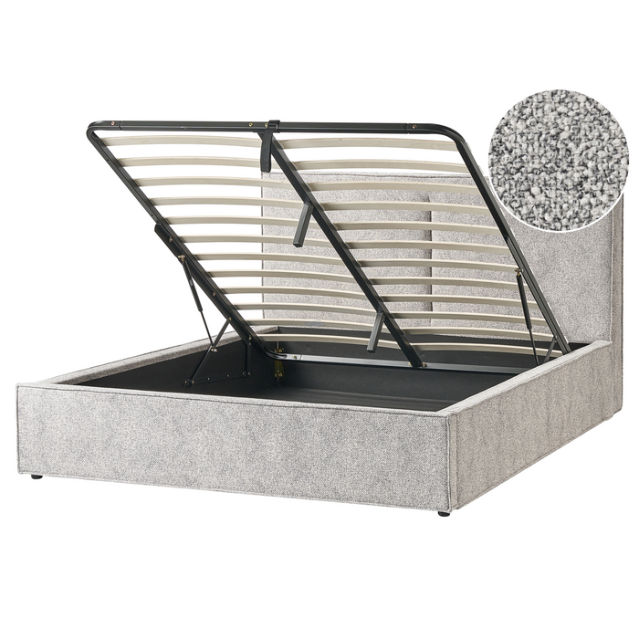 Beliani-MOISSAC-Bed met opbergruimte-Zwart|Wit-160 x 200 cm-Gebreid