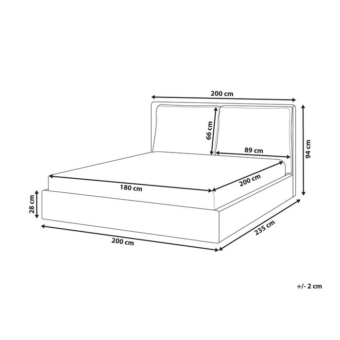 Beliani - BAJONNA - Tweepersoonsbed - Lichtgrijs - 180 x 200 cm - Stof