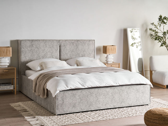 Beliani-MOISSAC-Bed met opbergruimte-Zwart|Wit-160 x 200 cm-Gebreid