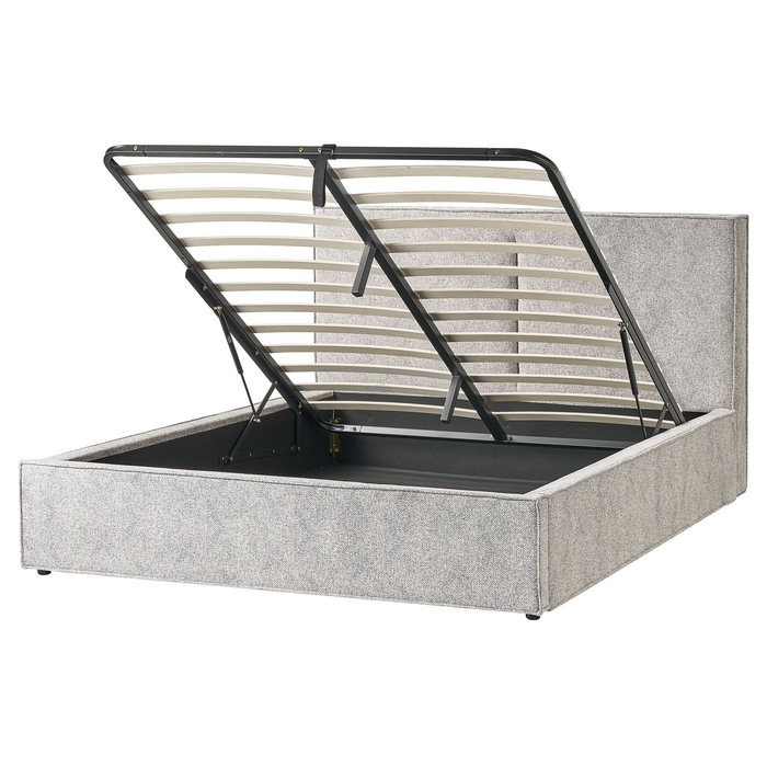 Beliani-MOISSAC-Bed met opbergruimte-Zwart|Wit-160 x 200 cm-Gebreid