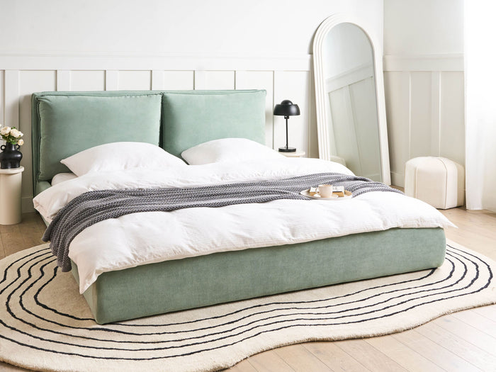 Beliani - BAJONNA - Tweepersoonsbed - Mintgroen - 180 x 200 cm - Stof