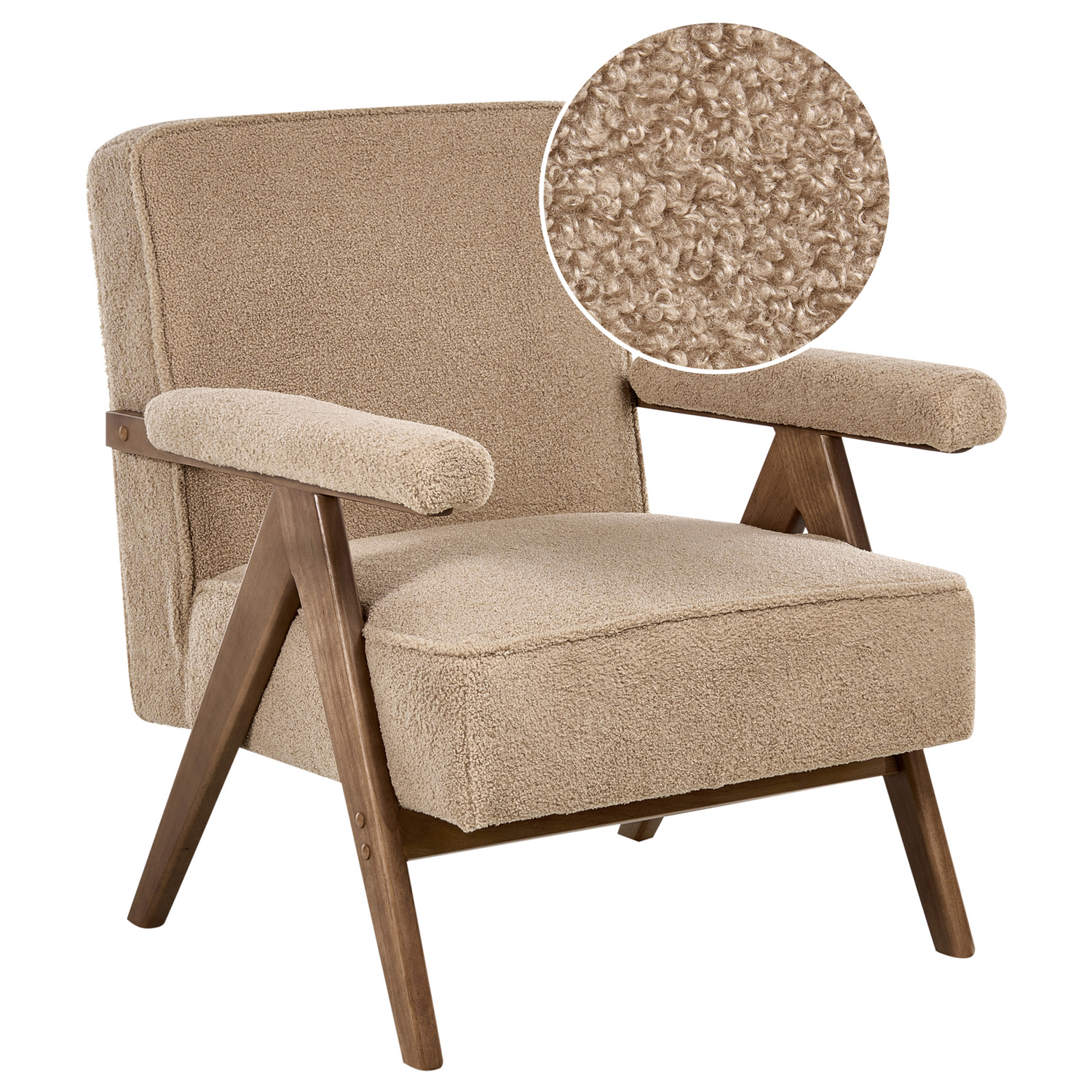 Beliani - EVJE - Fauteuil - Zandbeige - Bouclé