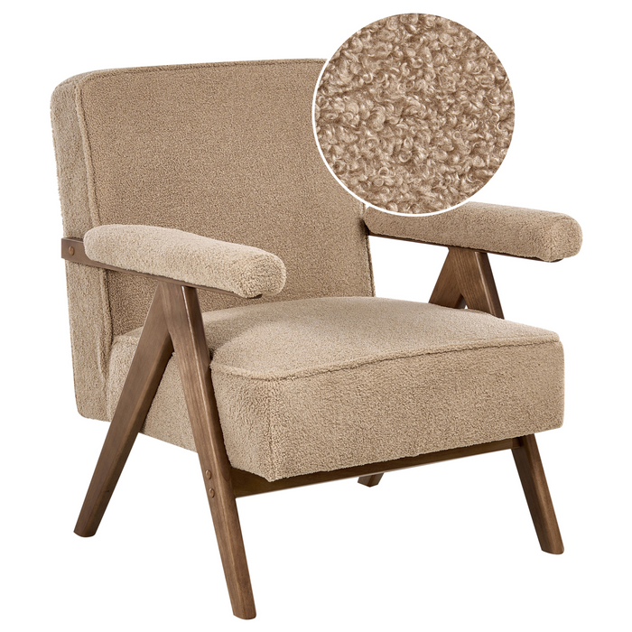 Beliani - EVJE - Fauteuil - Zandbeige - Bouclé