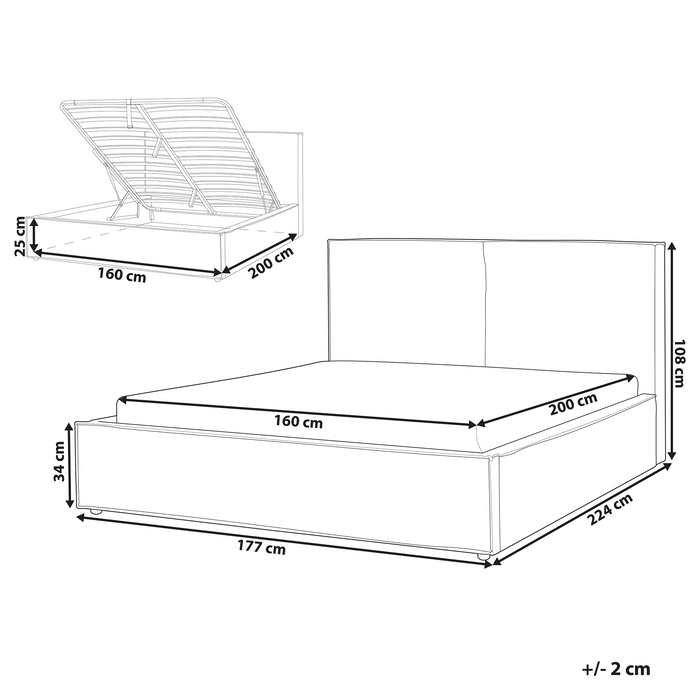 Beliani-MOISSAC-Bed met opbergruimte-Zwart|Wit-160 x 200 cm-Gebreid