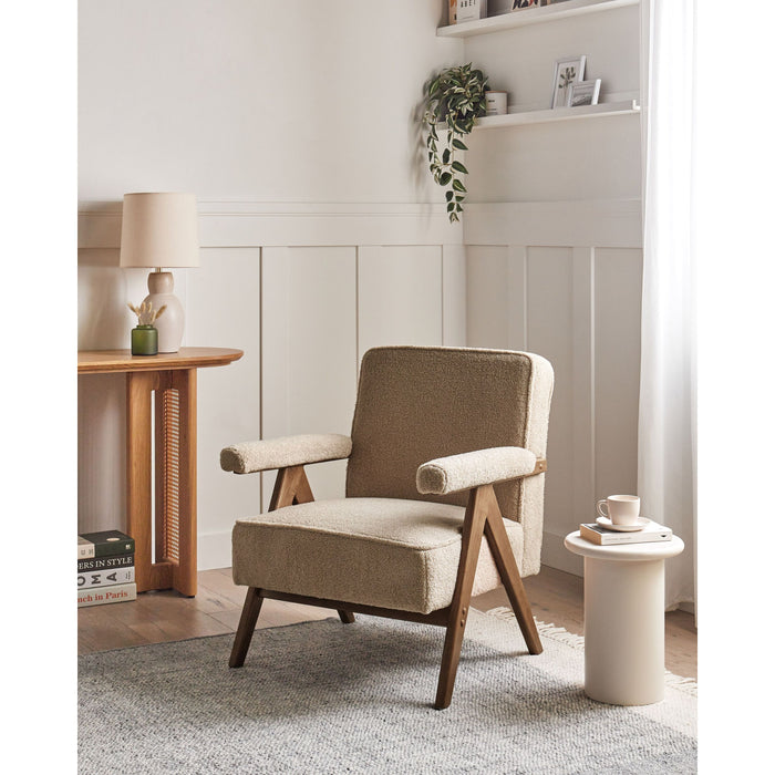 Beliani - EVJE - Fauteuil - Zandbeige - Bouclé