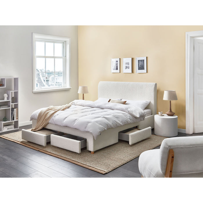 Beliani-SOUTRIN-Bed met opbergruimte-Off-white-160 x 200 cm-Bouclé