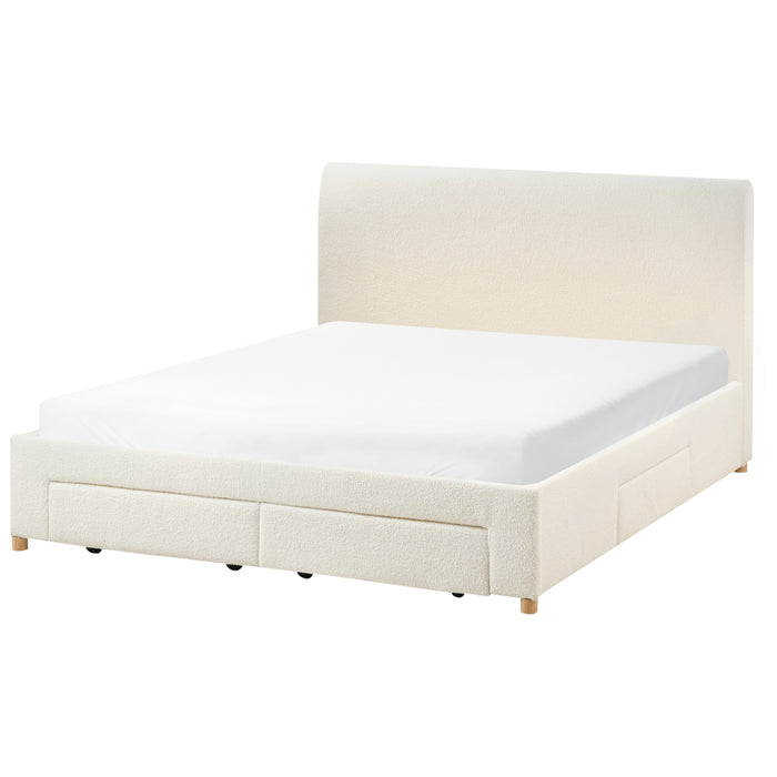 Beliani-SOUTRIN-Bed met opbergruimte-Off-white-160 x 200 cm-Bouclé