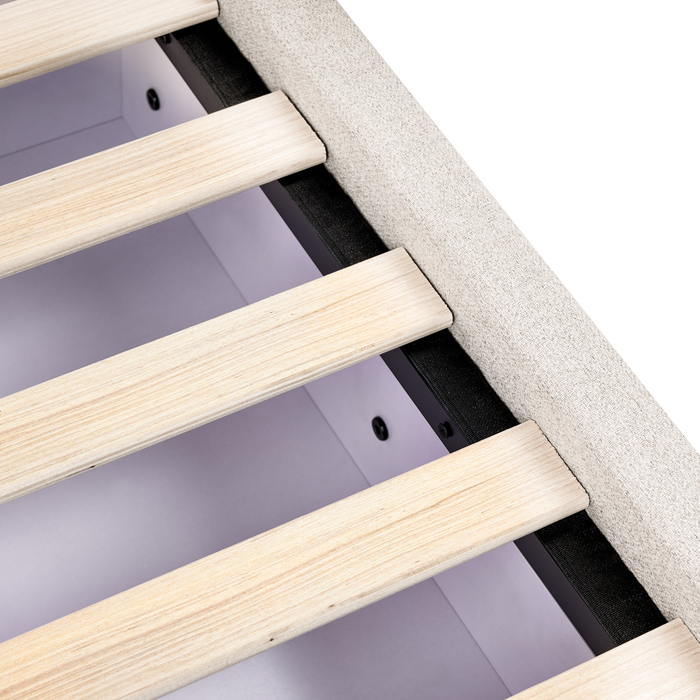 Beliani-PRADES-Bed met opbergruimte-Lichtbeige-140 x 200 cm-Polyester