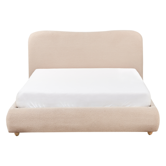 Beliani - BLAGNAC - Tweepersoonsbed - Beige - 140 x 200 cm - Bouclé