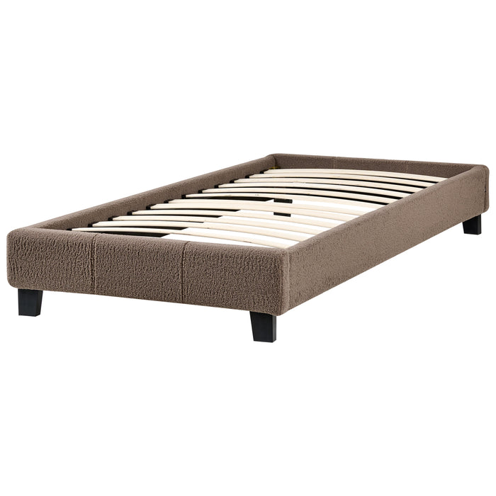 Beliani - ROANNE - Eenpersoonsbed - Taupe - 90 x 200 cm - Bouclé