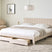 Beliani-LONZAC-Bed met opbergruimte-Beige-180 x 200 cm-Fluweel