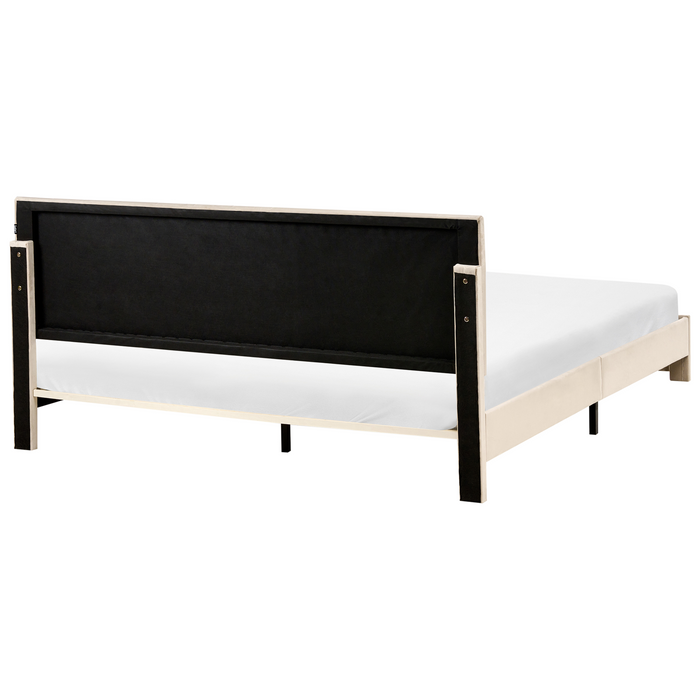 Beliani-LONZAC-Bed met opbergruimte-Beige-180 x 200 cm-Fluweel