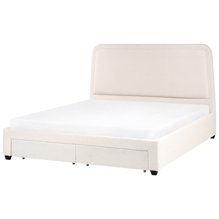 Beliani-SARDENT-Tweepersoonsbed-Off-white-180 x 200 cm-Bouclé