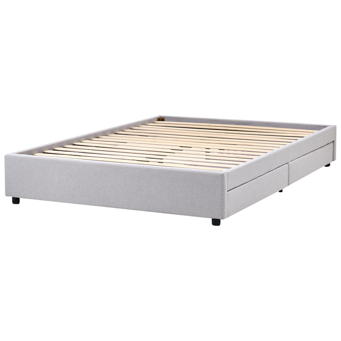 Beliani-PRADES-Bed met opbergruimte-Lichtgrijs-160 x 200 cm-Polyester