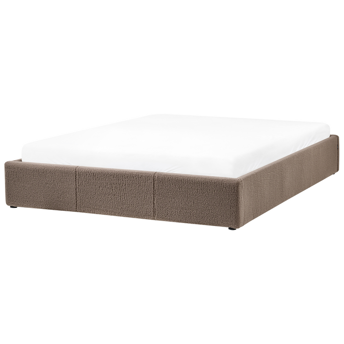 Beliani - DINAN - Tweepersoonsbed - Taupe - 160 x 200 cm - Bouclé