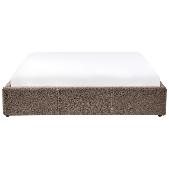 Beliani - DINAN - Tweepersoonsbed - Taupe - 160 x 200 cm - Bouclé