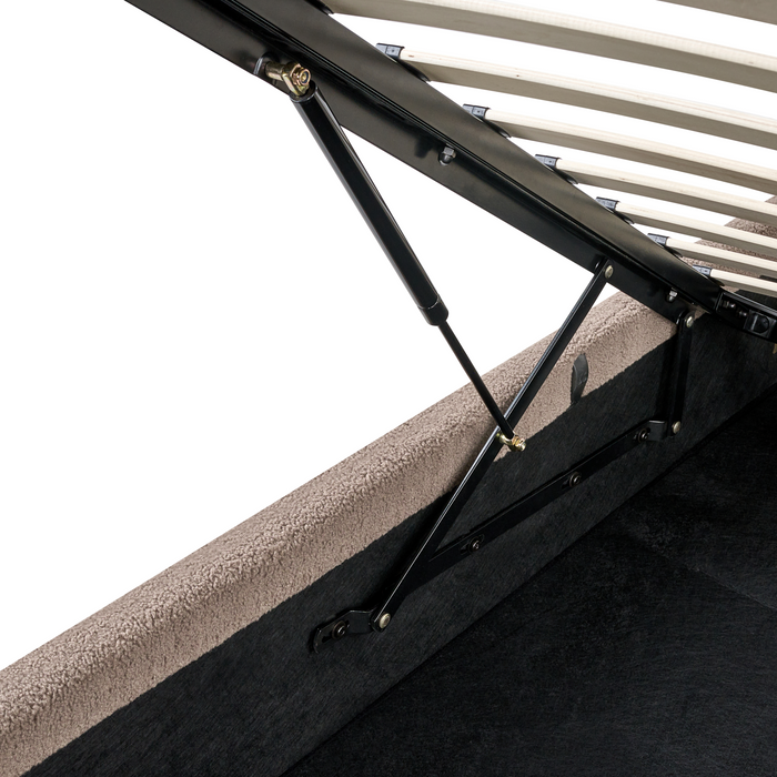 Beliani - DINAN - Tweepersoonsbed - Taupe - 160 x 200 cm - Bouclé