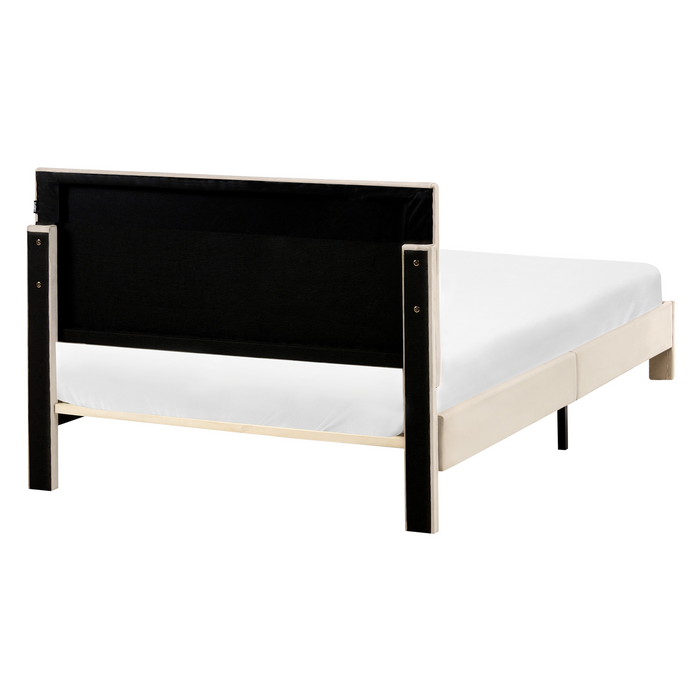 Beliani-LONZAC-Bed met opbergruimte-Beige-120 x 200 cm-Fluweel