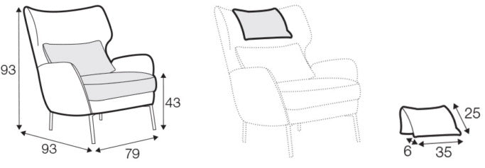 Sits Alex Fauteuil Bruin met Rug en Nek Kussen