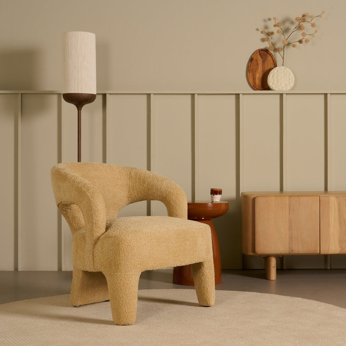 Fauteuil Brock - Beige|Bruin - Bouclé - 71x74x71cm (BxHxD)
