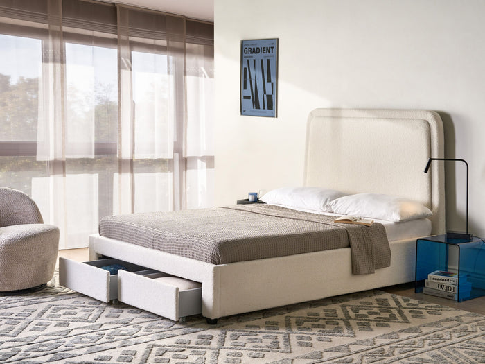 Beliani-SARDENT-Tweepersoonsbed-Off-white-140 x 200 cm-Bouclé