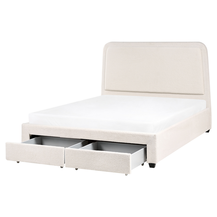 Beliani-SARDENT-Tweepersoonsbed-Off-white-160 x 200 cm-Bouclé