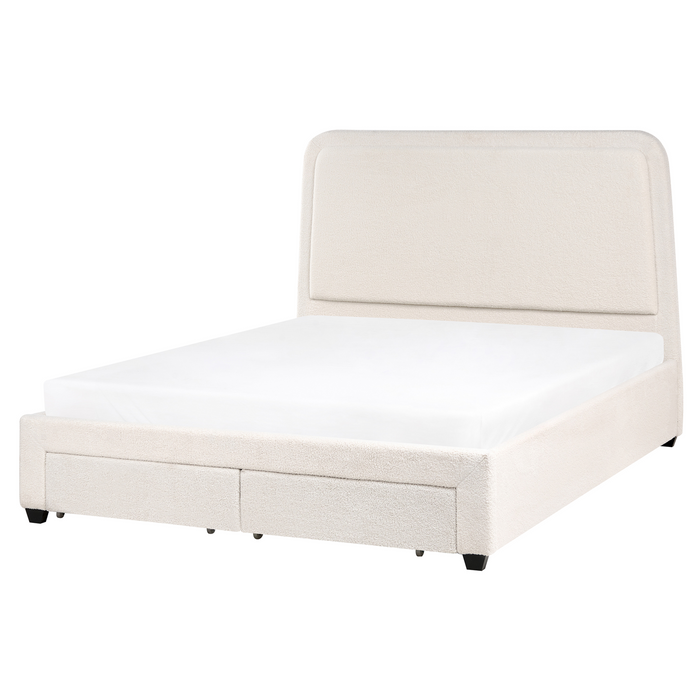 Beliani-SARDENT-Tweepersoonsbed-Off-white-160 x 200 cm-Bouclé