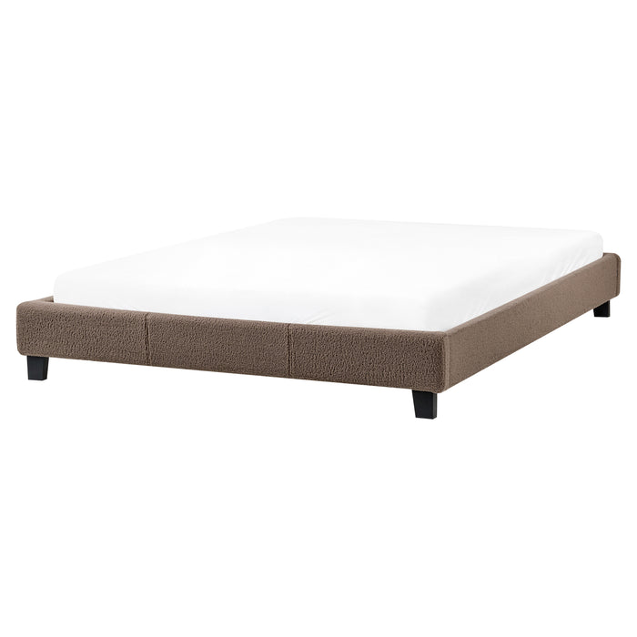 Beliani - ROANNE - Tweepersoonsbed - Taupe - 160 x 200 cm - Bouclé