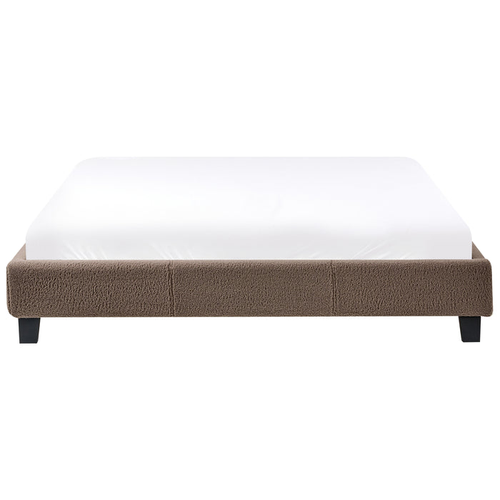 Beliani - ROANNE - Tweepersoonsbed - Taupe - 160 x 200 cm - Bouclé