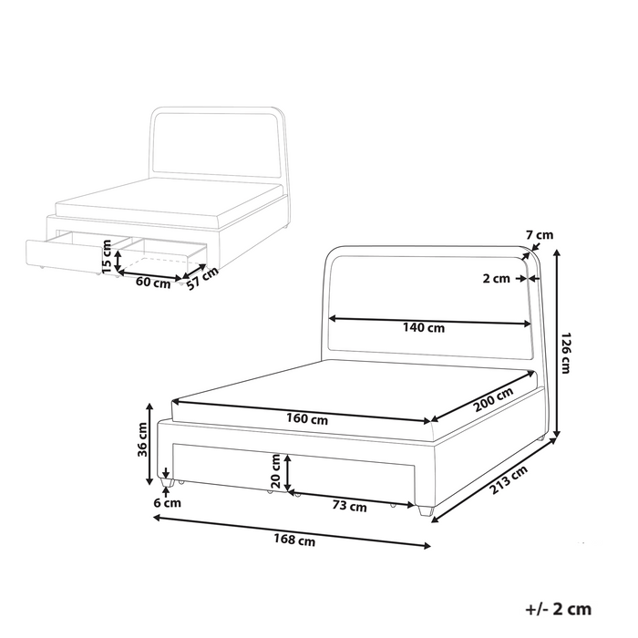 Beliani-SARDENT-Tweepersoonsbed-Off-white-160 x 200 cm-Bouclé
