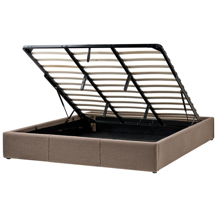 Beliani - DINAN - Tweepersoonsbed - Taupe - 180 x 200 cm - Bouclé