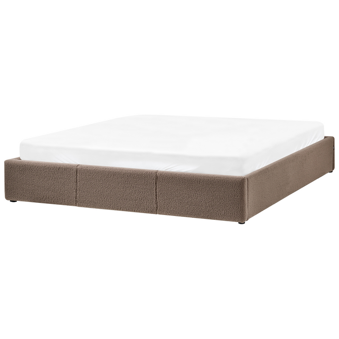 Beliani - DINAN - Tweepersoonsbed - Taupe - 180 x 200 cm - Bouclé