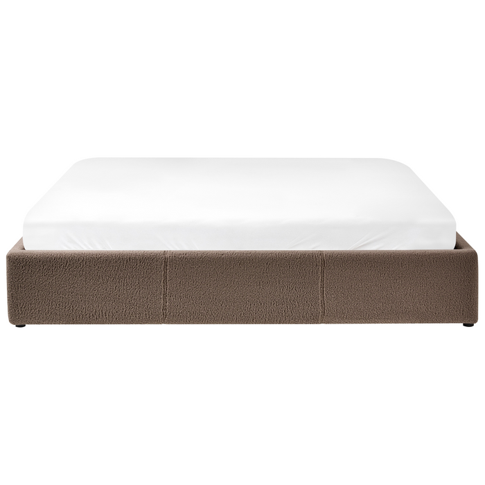 Beliani - DINAN - Tweepersoonsbed - Taupe - 180 x 200 cm - Bouclé