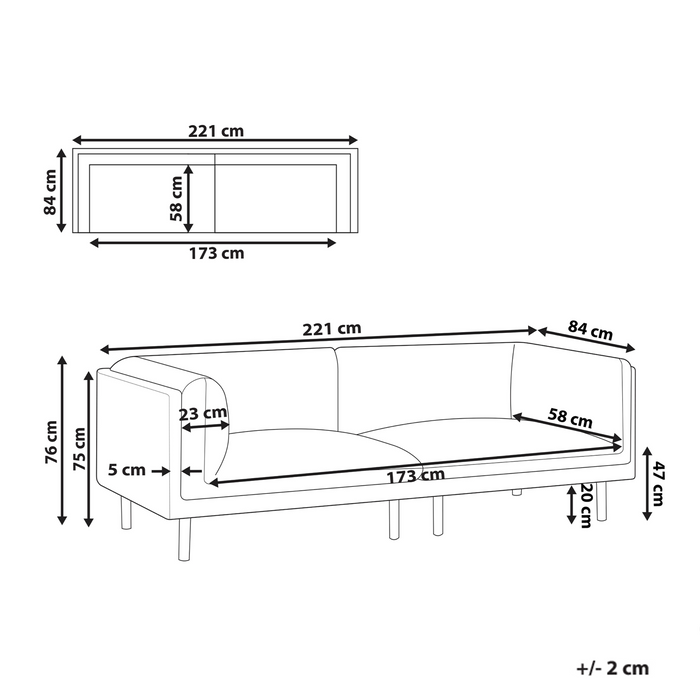 Beliani - VORGOD - Driezitsbank - Lichtbeige - Polyester
