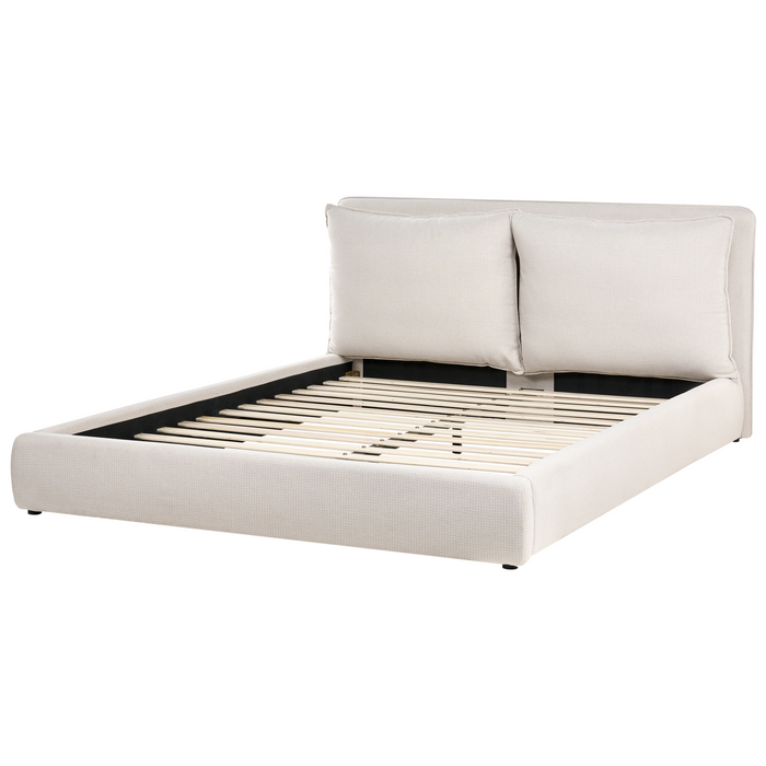 Beliani - BAJONNA - Tweepersoonsbed - Beige - 180 x 200 cm - Stof