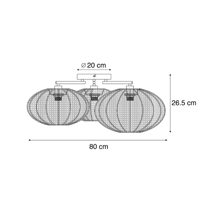 QAZQA Japandi plafondlamp wit met beige en bruin 3-lichts - Multi