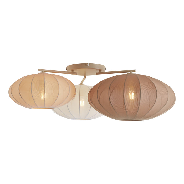 QAZQA Japandi plafondlamp wit met beige en bruin 3-lichts - Multi
