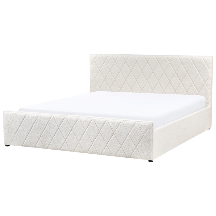 Beliani-ROCHEFORT-Bed opbergruimte-Gebroken wit-180 x 200 cm-Bouclé