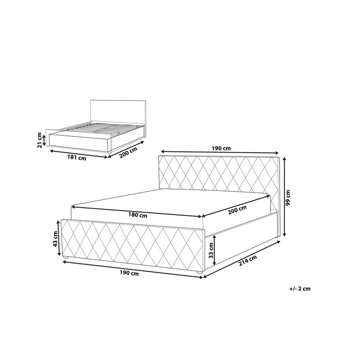 Beliani-ROCHEFORT-Bed opbergruimte-Gebroken wit-180 x 200 cm-Bouclé