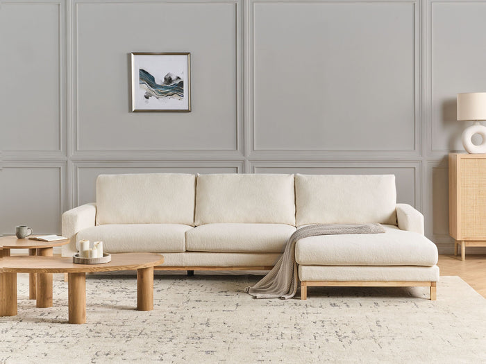 Beliani - SIGGARD - Hoekbank - Wit - Linkszijdig - Bouclé