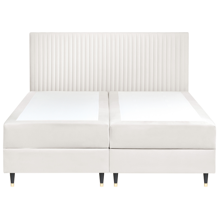 Beliani - DAME - Boxspringbed - Off-white - 180 x 200 cm - Fluweel