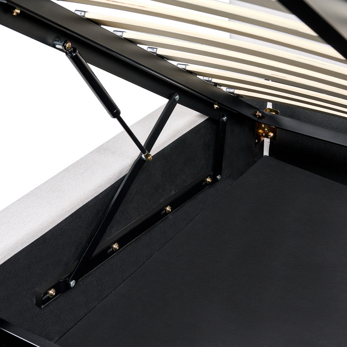 Beliani-BASTON-Bed met opbergruimte-Off-white-160 x 200 cm-Stof