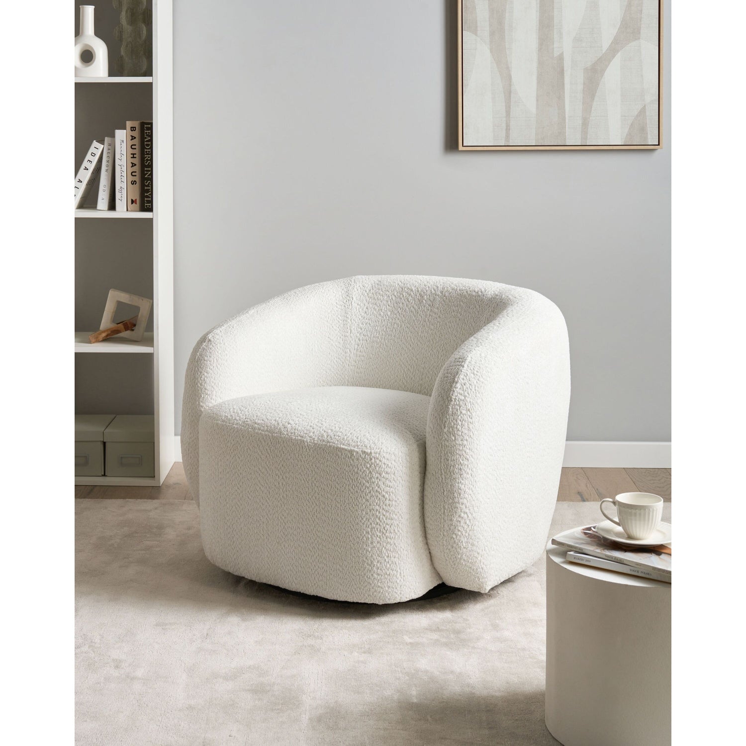 Beliani - TORE - Draaifauteuil - Off-white - Polyester
