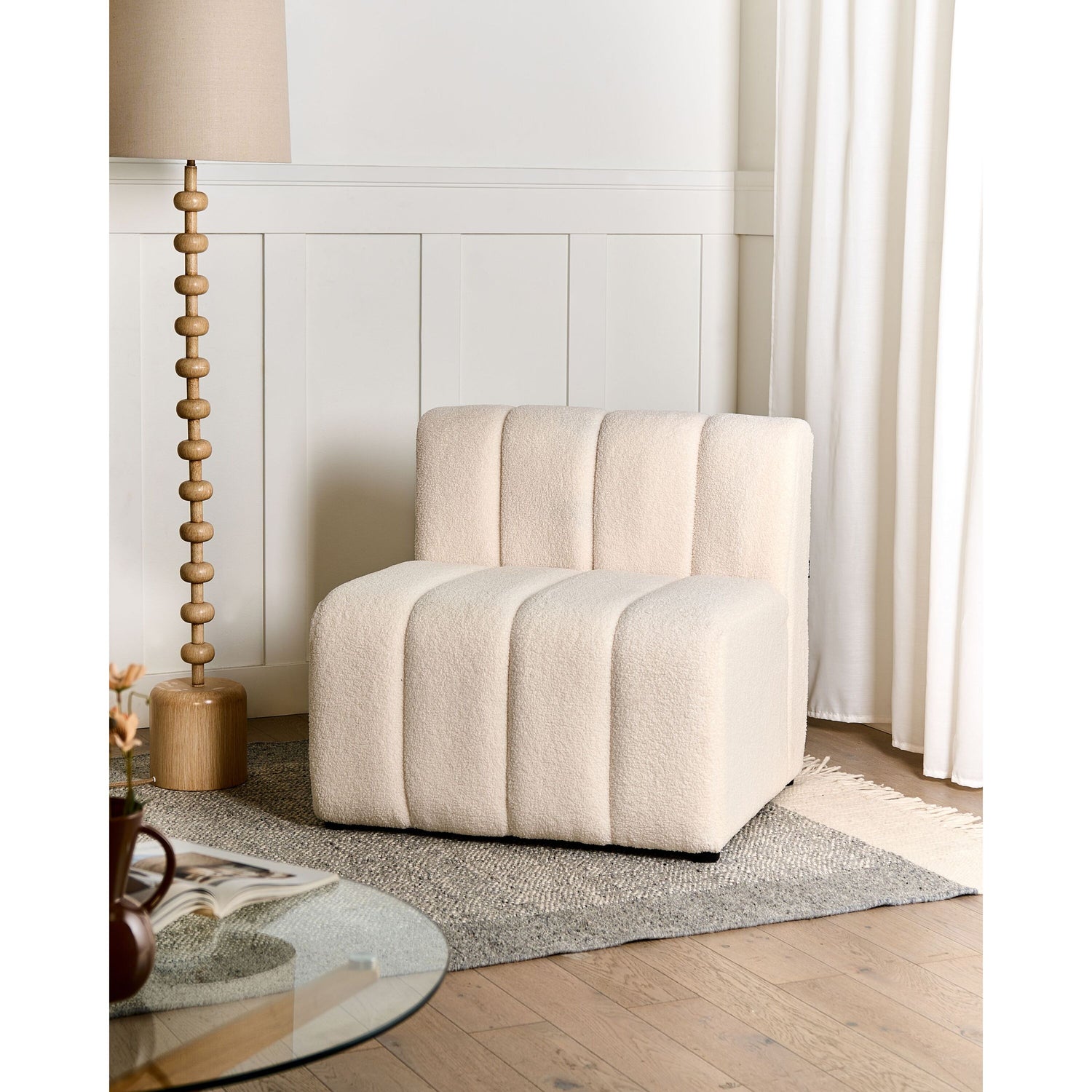 Beliani - KAGE - Fauteuil - Lichtbeige - Bouclé