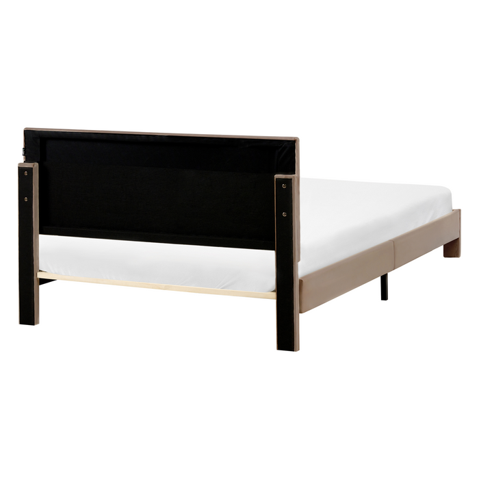 Beliani-LONZAC-Bed met opbergruimte-Taupe-140 x 200 cm-Fluweel